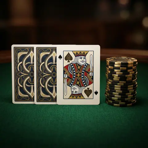 Playing cards and chips on a blackjack table